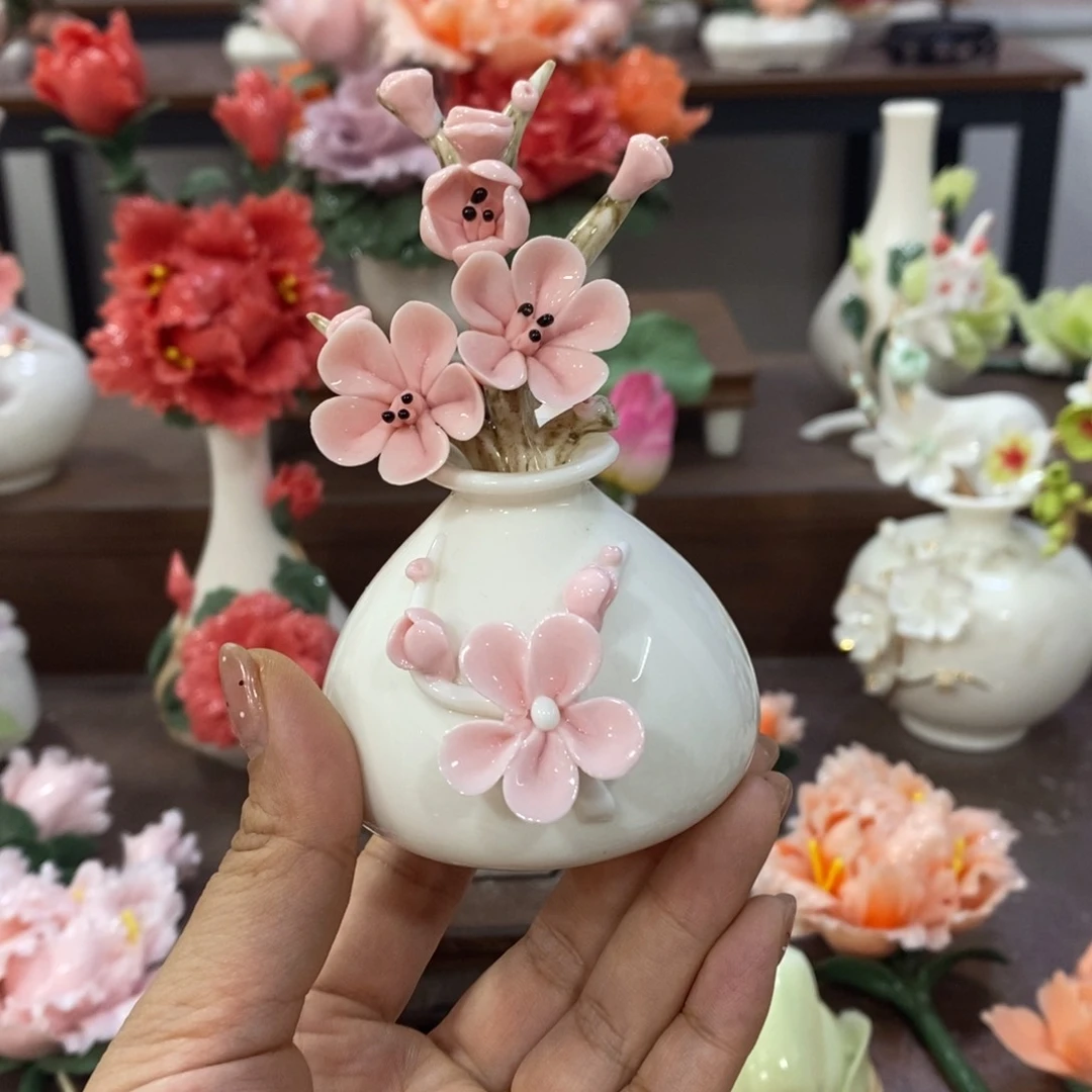 摆件陶瓷手工花摆件