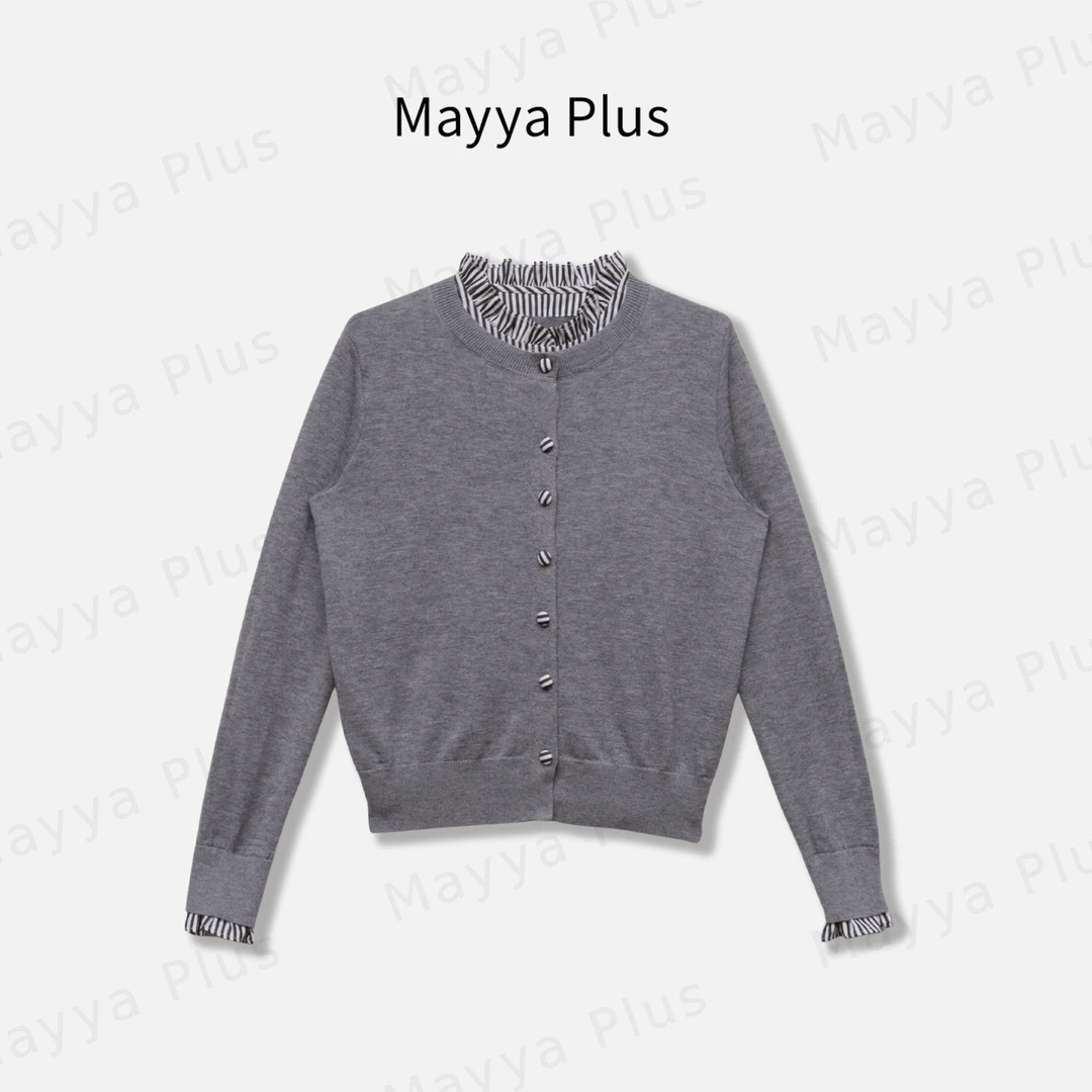【明洞学姐】Mayya Plus麦芽定制气质显瘦流光风毛织上衣32546085