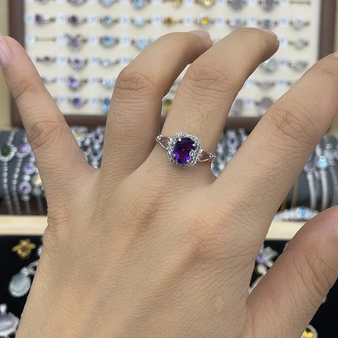 紫晶银S925镶嵌戒指