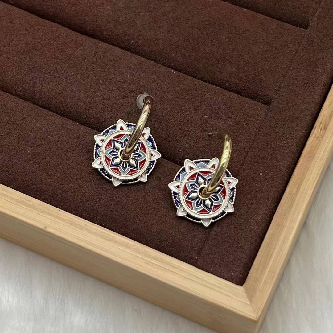 合金珐琅耳饰 花笙（HS078）小众中国风耳环精致轻奢复古一款多戴