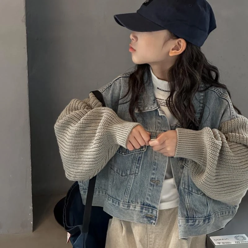 波拉bora韩国童装女童牛仔衣洋气时尚儿童秋装外套男童中大童