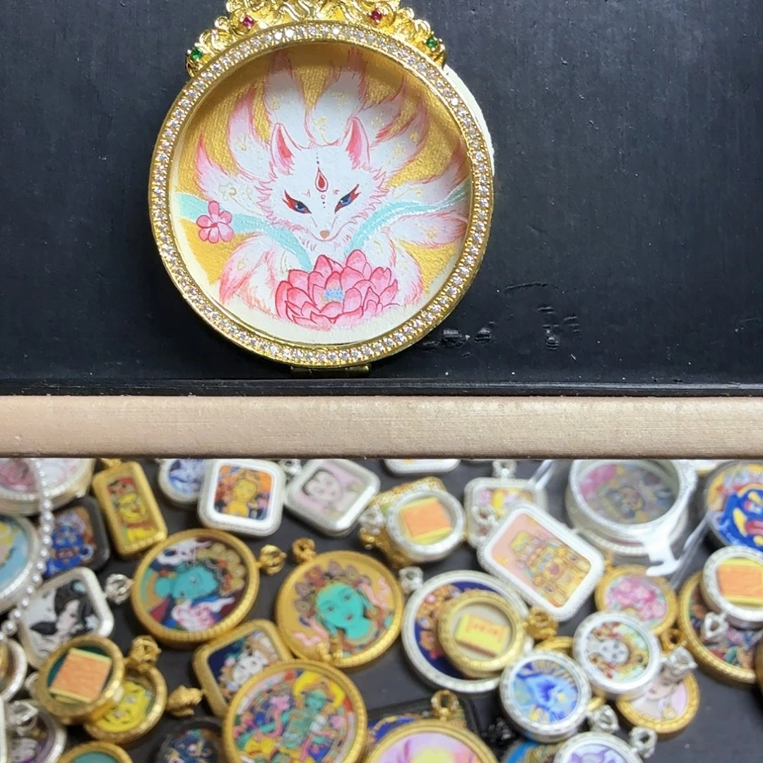 ღ****吊坠十三纯手绘3.5小九唐卡
