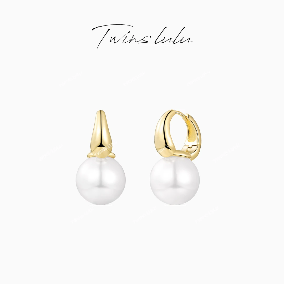 TWINS LULU 镀k金   小众法式复古手工镶嵌珠珠耳环TSL530