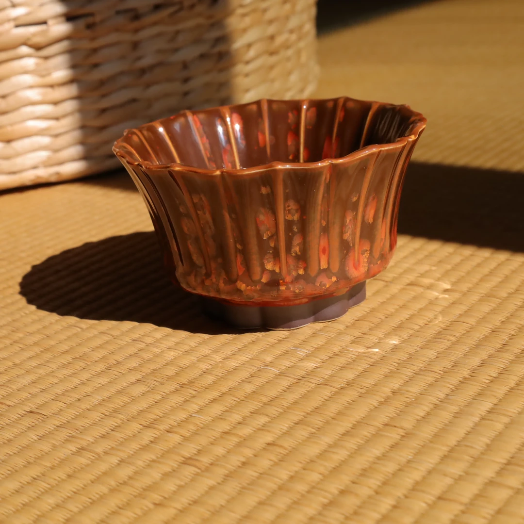 【详询客服】宜兴龙德堂 范泽锋《羽冠》 茶杯天目盏建盏 约140cc柿红