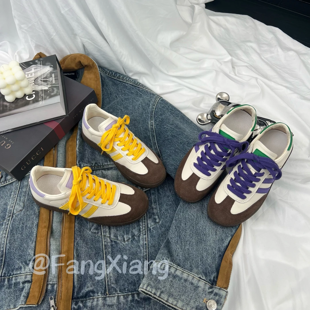 【方向】小众设计圆头德训鞋女春款复古百搭休闲板鞋时尚运动阿甘鞋