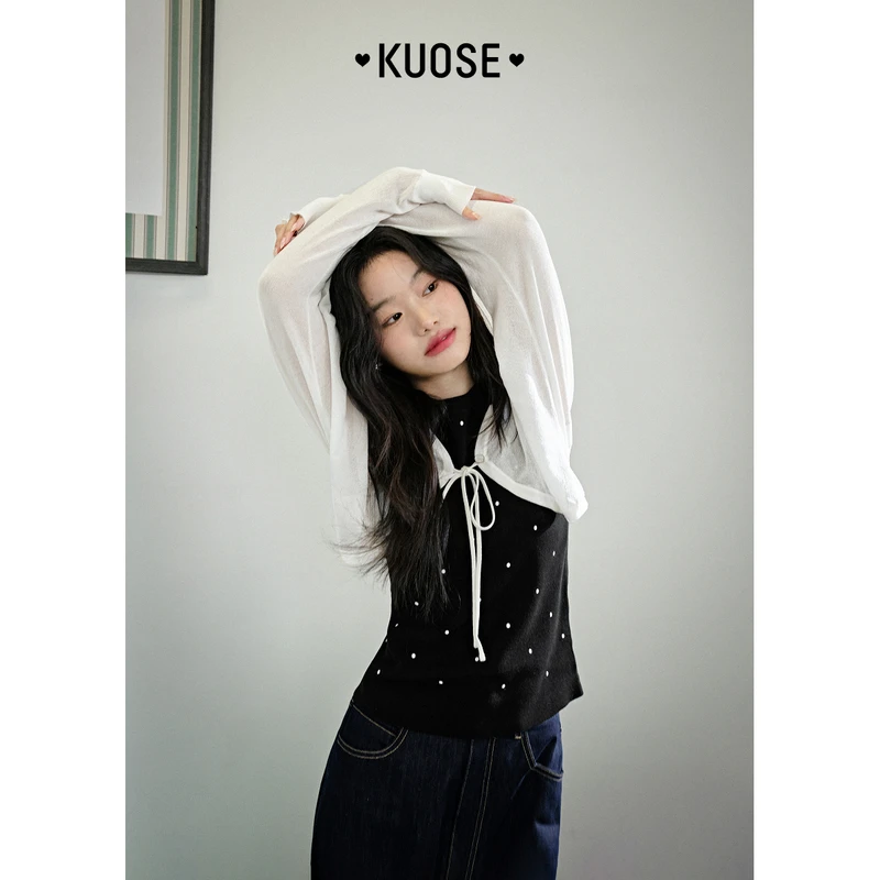 阔色薄款外搭罩衫披肩2025春季新长袖针织衫小坎肩外套KSA2405026