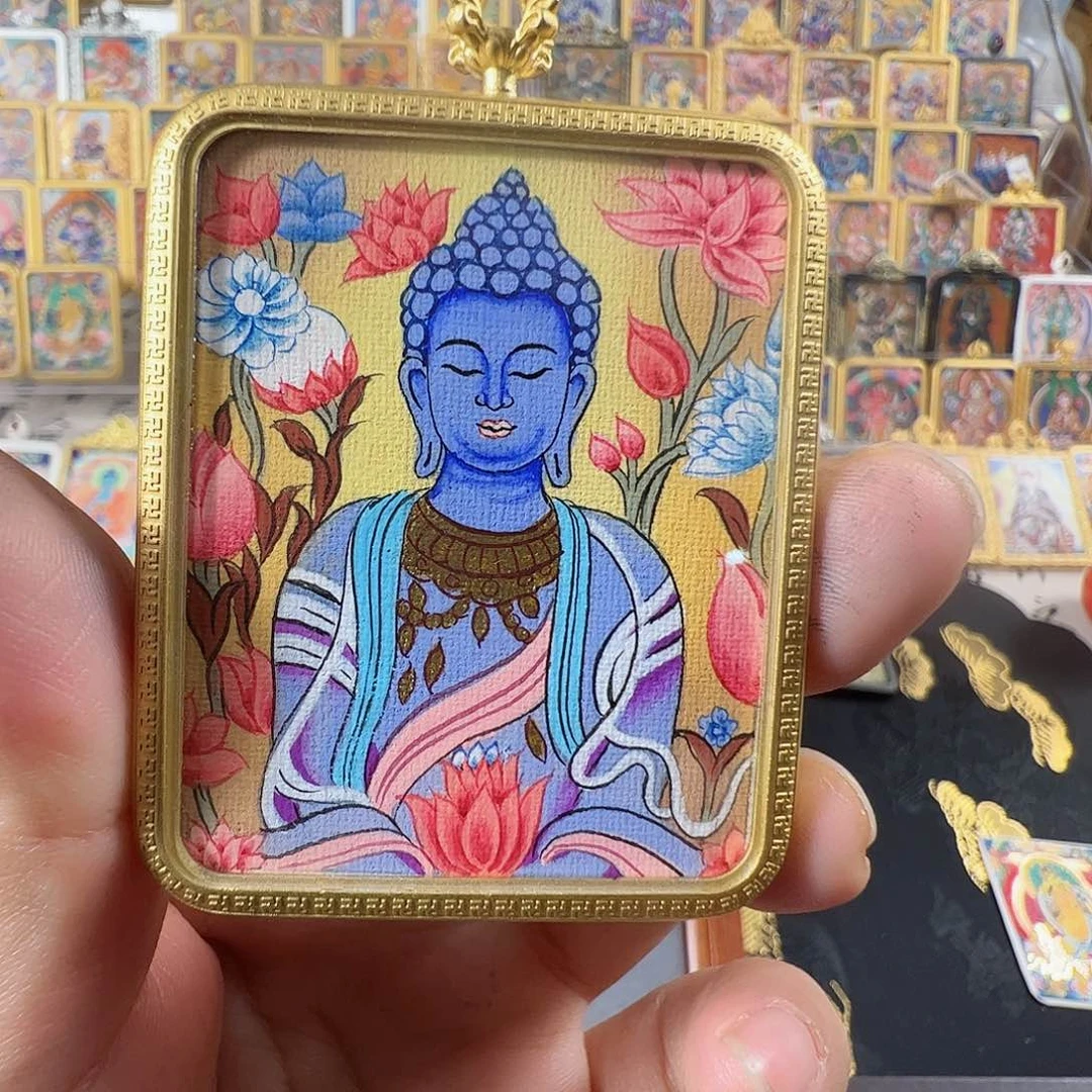 吊坠光**丈药师纯手绘唐卡