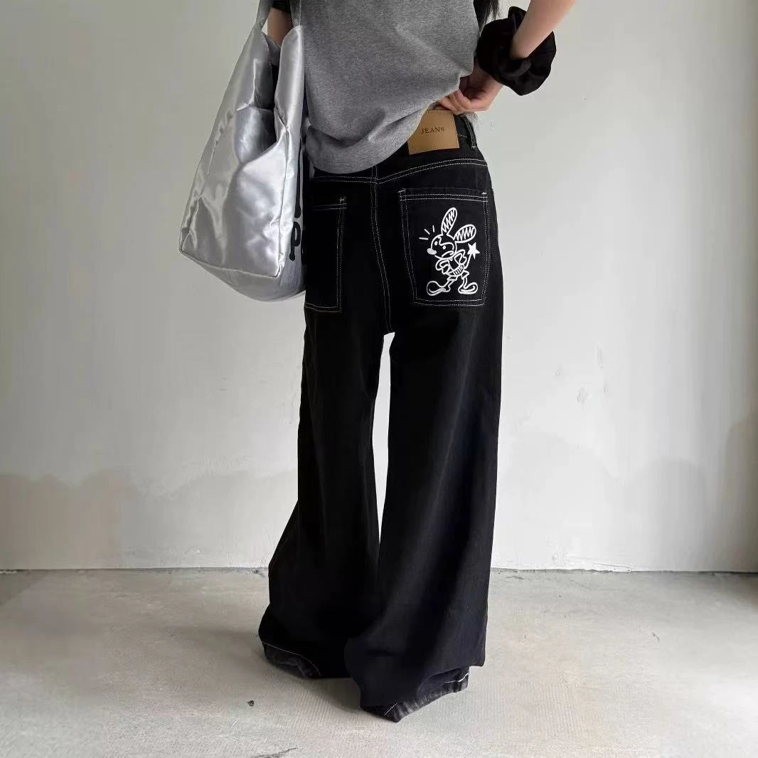 C5尽头黑色“口袋涂鸦”牛仔裤（1029）