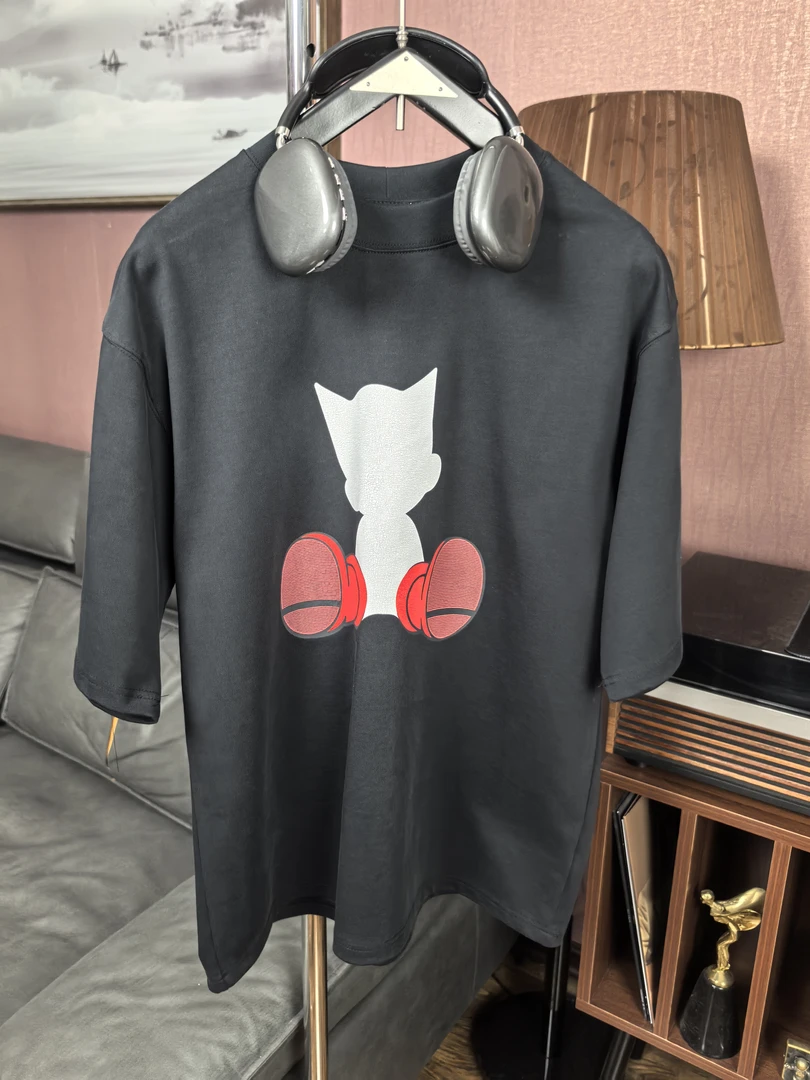 「阿童木」450克重磅潮牌纯棉宽松扩版印花圆领T恤男女同款美式潮牌