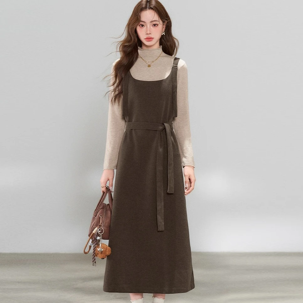 12.11早预告款冬季新款减龄背带连衣裙打底衫两件套装 NTS683403