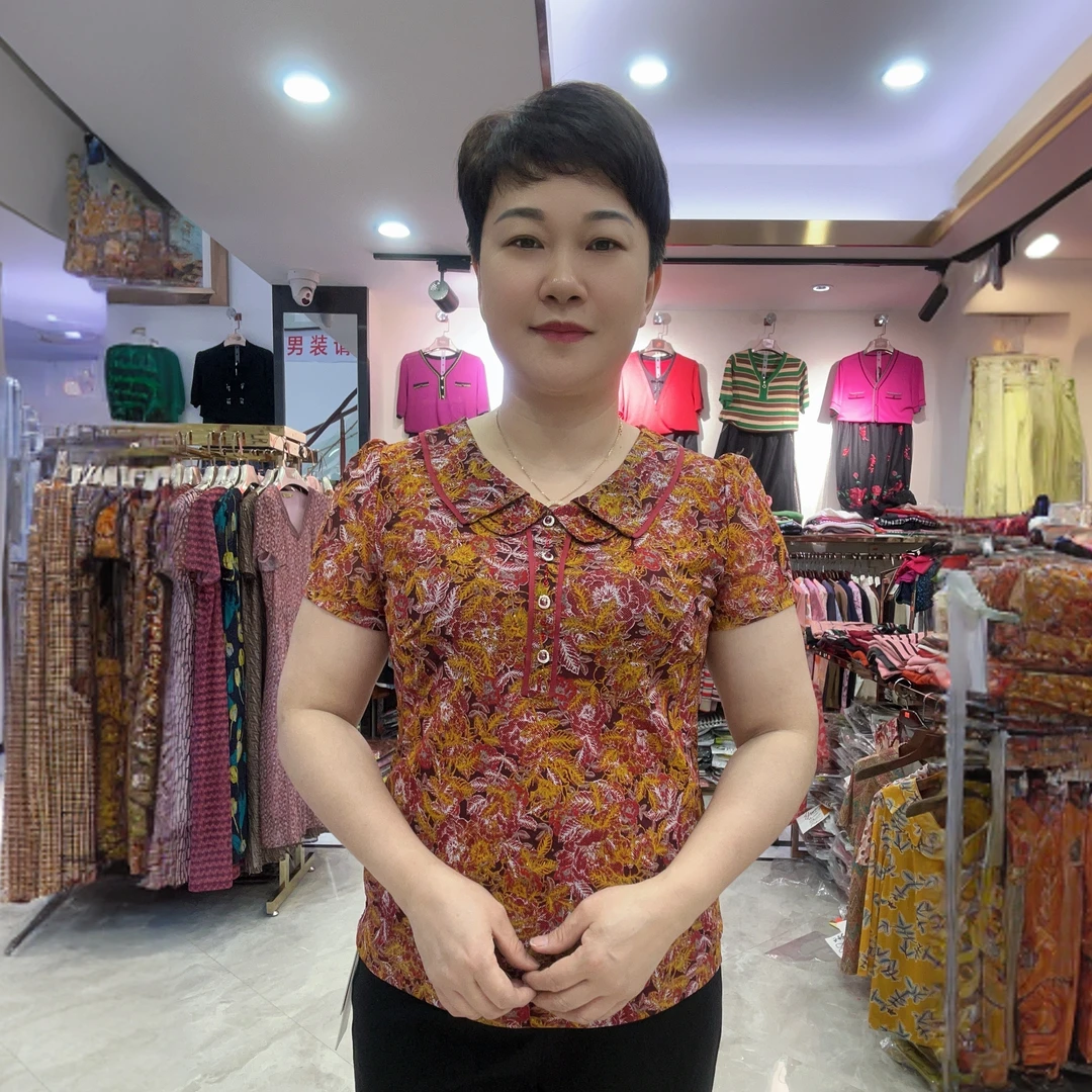 【活动款】2025夏季新款88531台湾丝气质百搭时尚妈妈装上衣 花帝