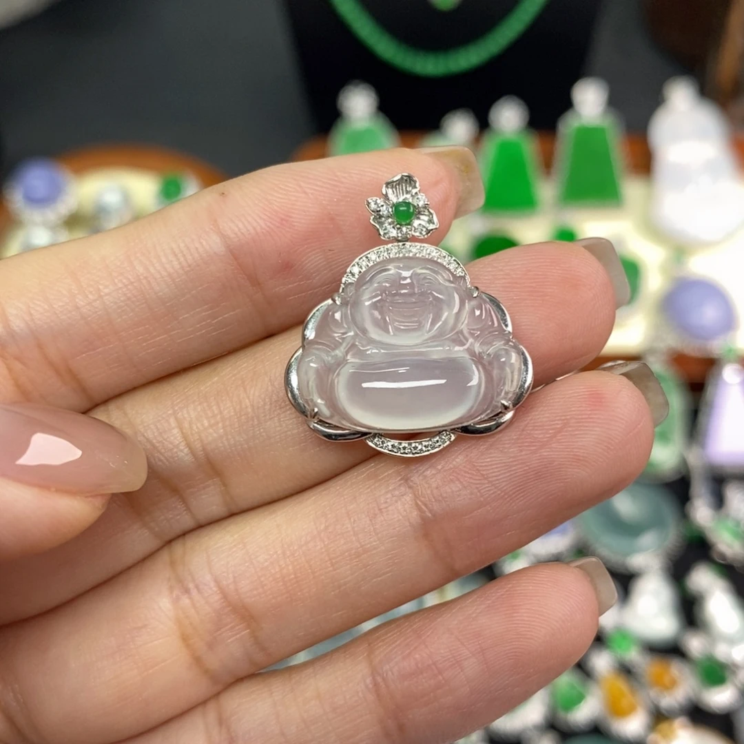 翡翠18K金镶嵌颈饰A货翡翠
