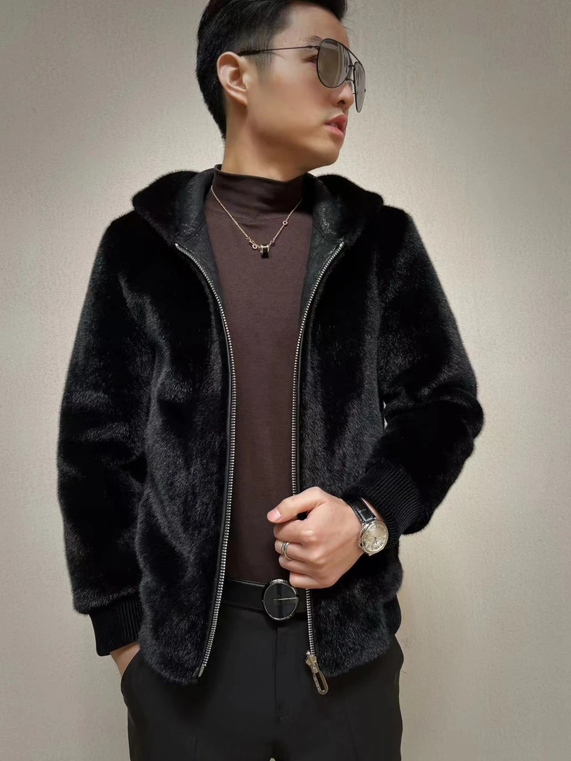 【致尊甄选】海宁冬季新款男装保暖连帽休闲双面穿夹克男士外套2242