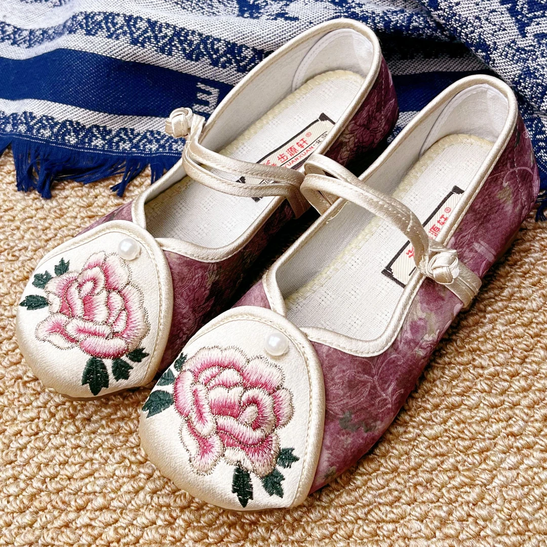 步源轩【花开富贵】布鞋汉服老北京鞋绣花鞋软底旗袍时尚女款新款