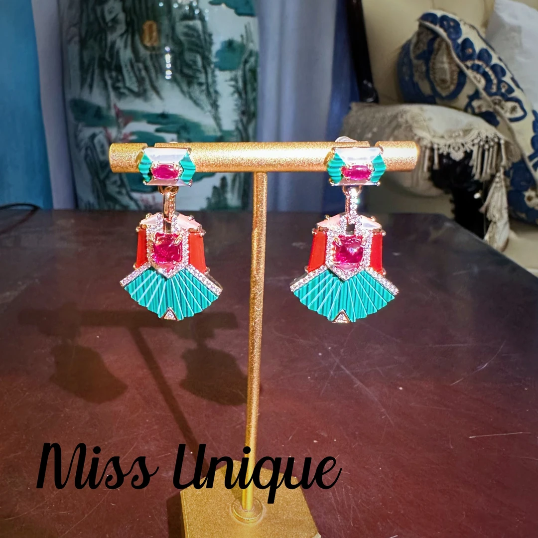 S2122国风孔雀纹贝贝耳环