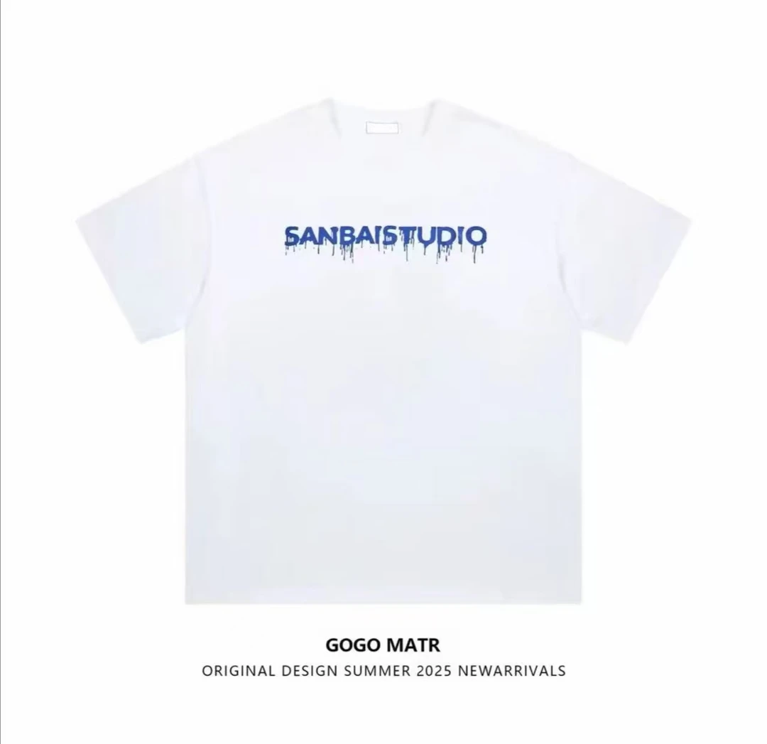 新款夏季男女同款情侣半袖休闲透气圆领潮流印花薄款短袖-7