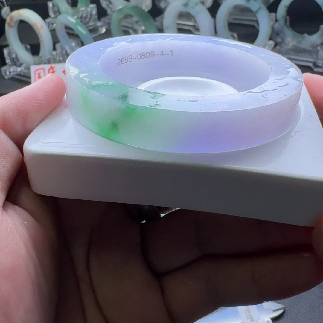 未镶嵌手镯定制翡翠冰胶春彩高货大漏