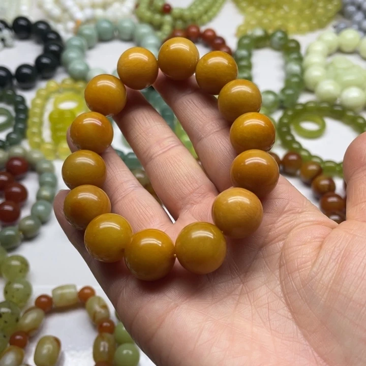 蛇纹石玉手串未镶嵌刺**爱