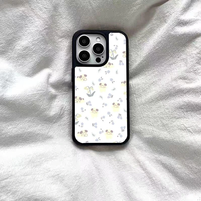 新款韩风557212简约碎花小狗A0719适用苹果14华为vivo小米1手机壳