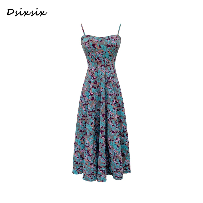 依漾自制-【风铃画报】新款显瘦收腰设计感连衣裙-B7608Q