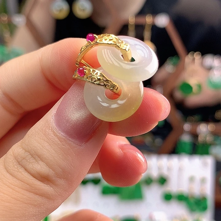 翡翠银S925镶嵌耳饰