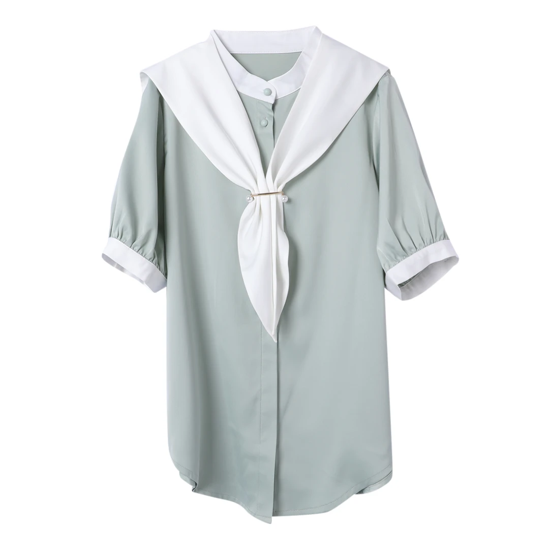 【海军风小衫】 盐系飘带法式设计洋气衬衣 2010808