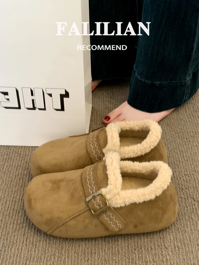 厚底豆豆勃肯鞋女款2025新款冬季鞋子外穿加绒棉鞋保暖毛毛雪地靴