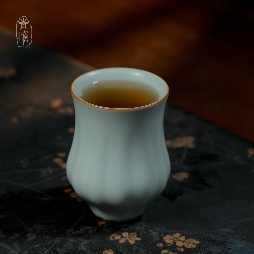 汝窑闻香杯主人杯单杯陶瓷茶杯复古风汝瓷天青色品茗杯青瓷婉香杯