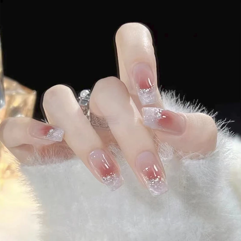 【伊人】纯手工穿戴甲可拆卸腮红螺纹法式夏日款