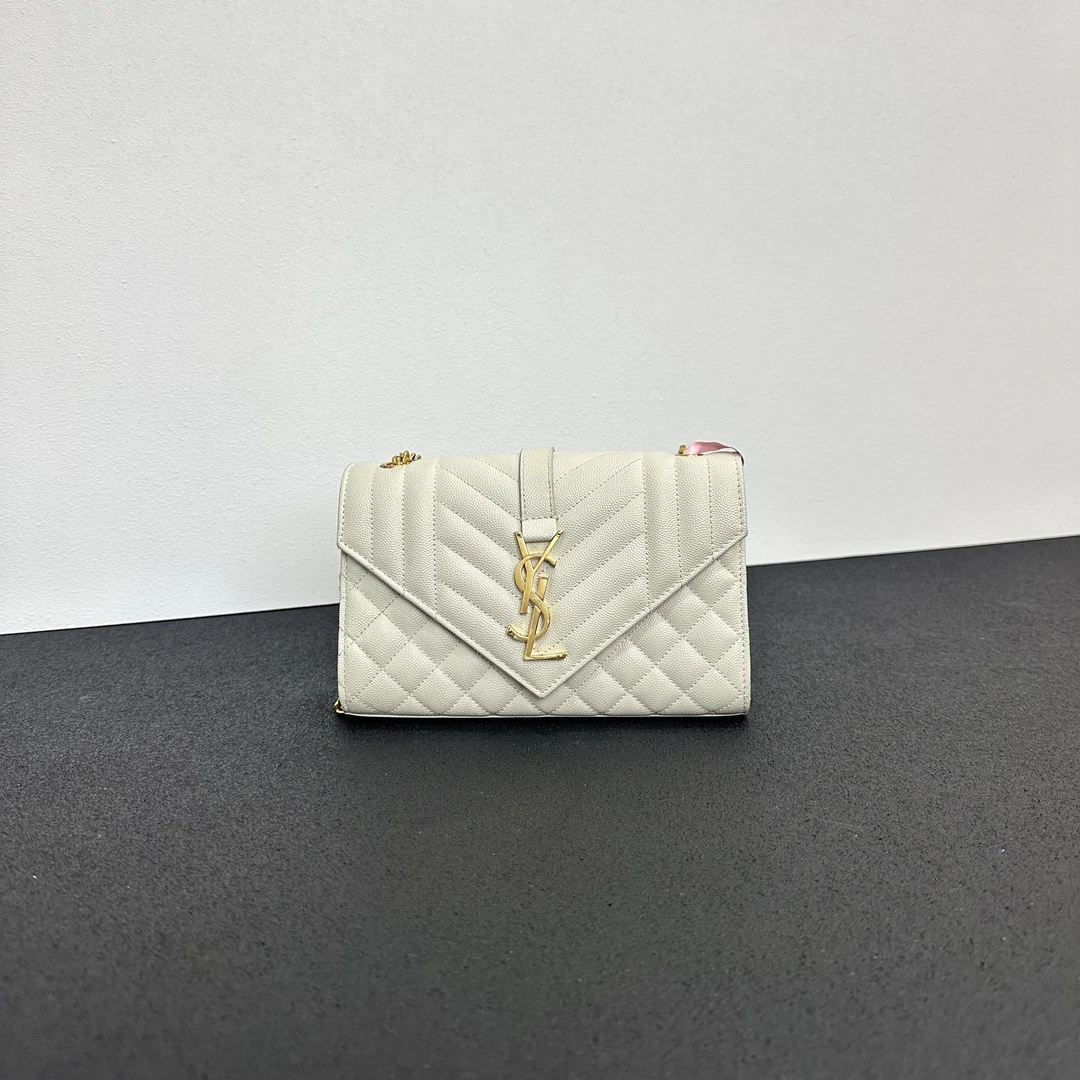 99新 YSL/圣罗兰 壹所奢品/YSL 信封 鱼子酱 小号 白金 新款