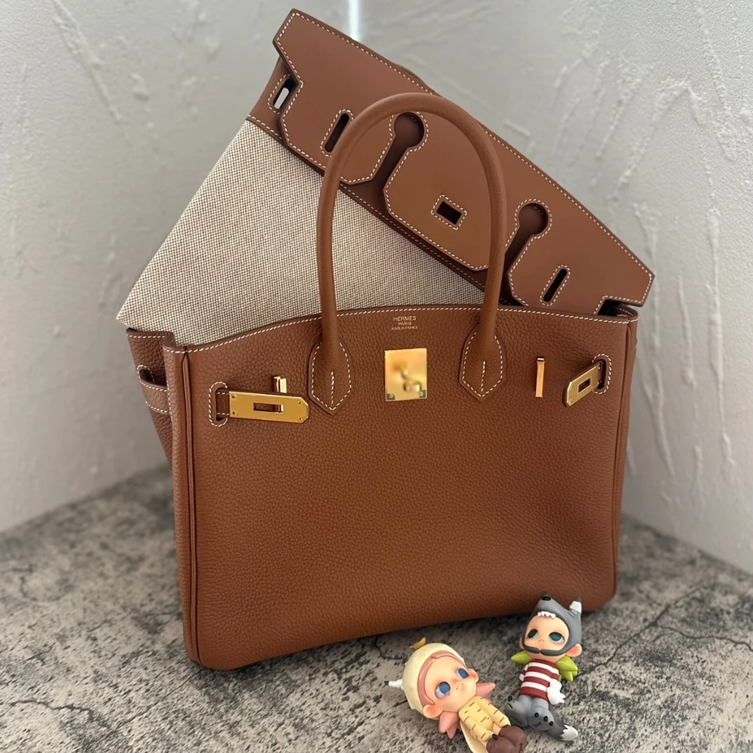 99新 Hermes/爱马仕 birkin30金棕金扣tc皮手提包