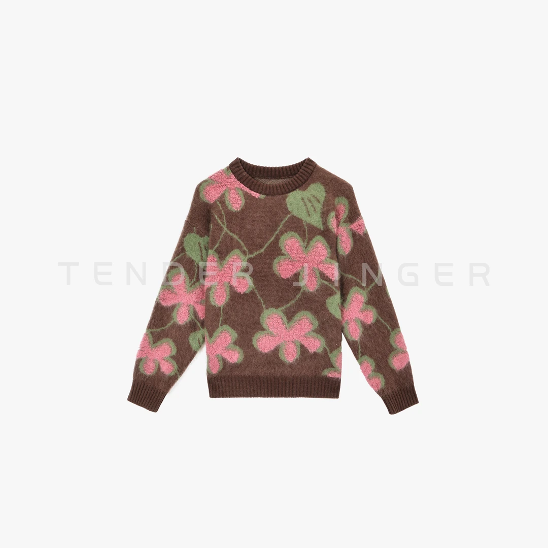 Tender Jinger｜线下专供 羊绒羊毛毛巾绣套头针织上衣T54MII50588