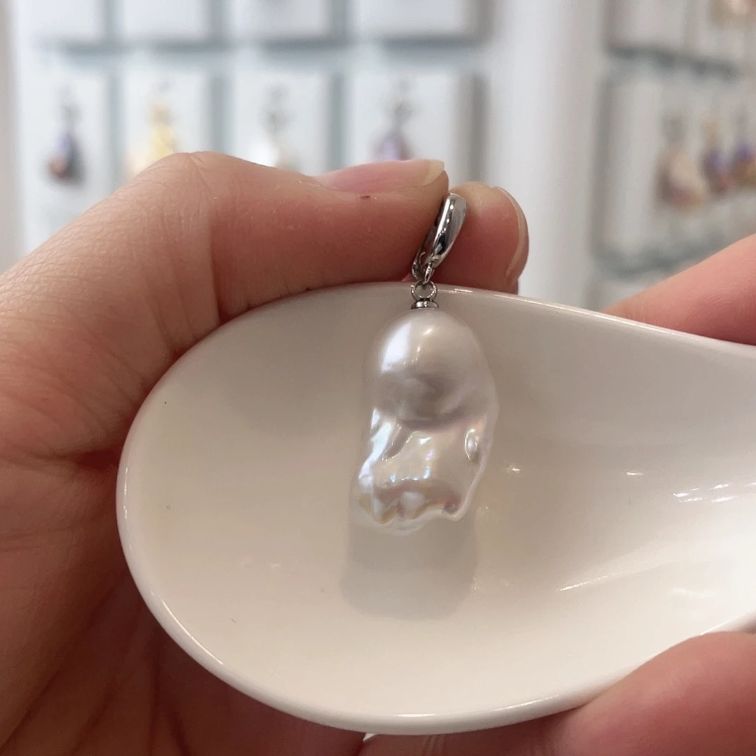 淡水珍珠天然珍珠巴洛克银S925镶嵌