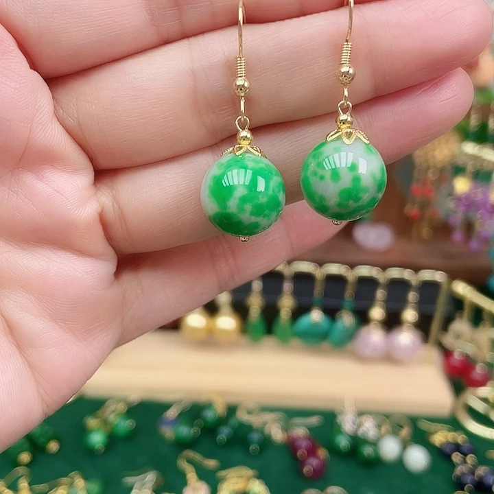 玛瑙/玉髓合金耳饰