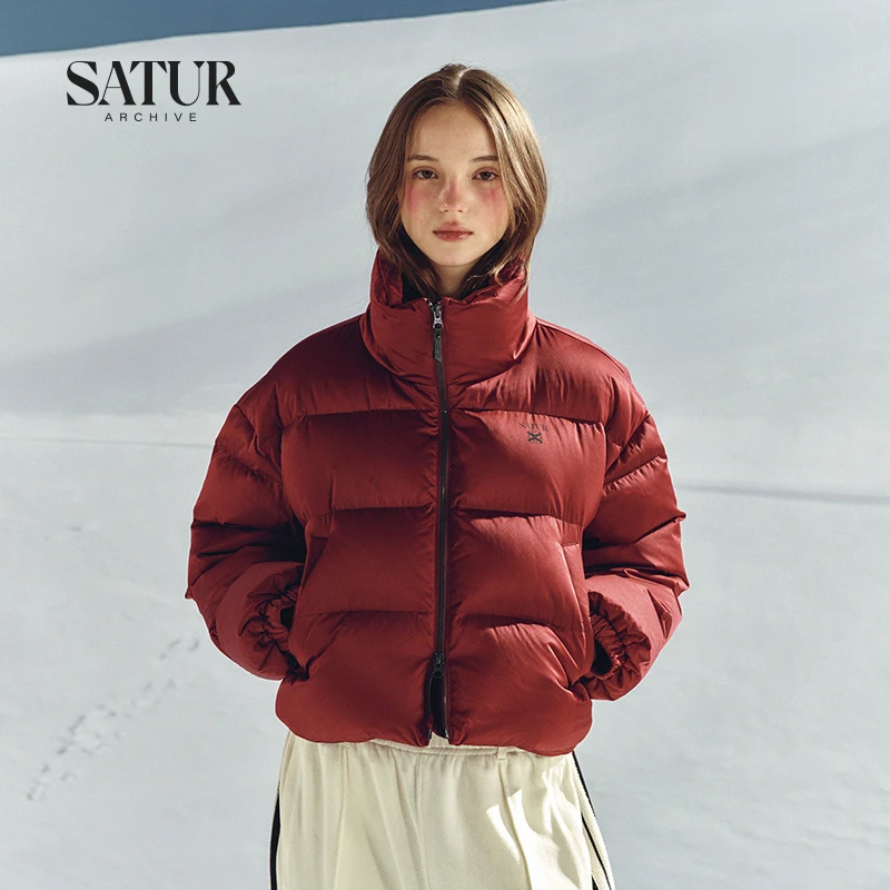 【小田同款】SATUR ARCHIVE2025秋冬新款鸭绒保暖立领短款羽绒服