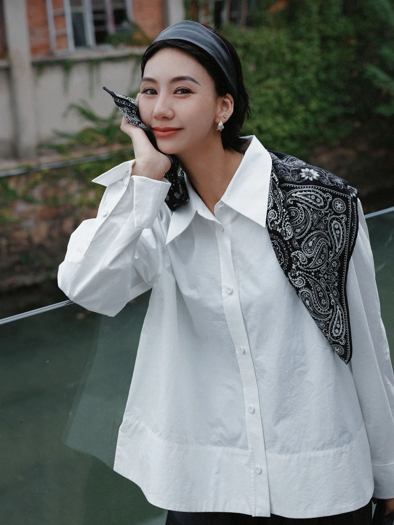 TT设计师【独白】日系高级感松弛复古双面法式包扣纯棉衬衫TT190880