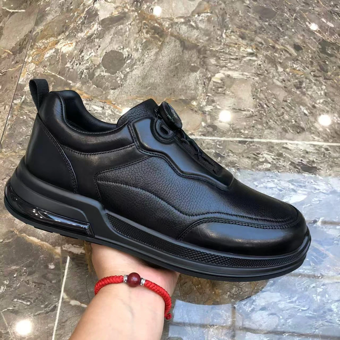 新款真皮旋转扣男鞋厚底商务休闲男士皮鞋舒适轻便软底单鞋子3522