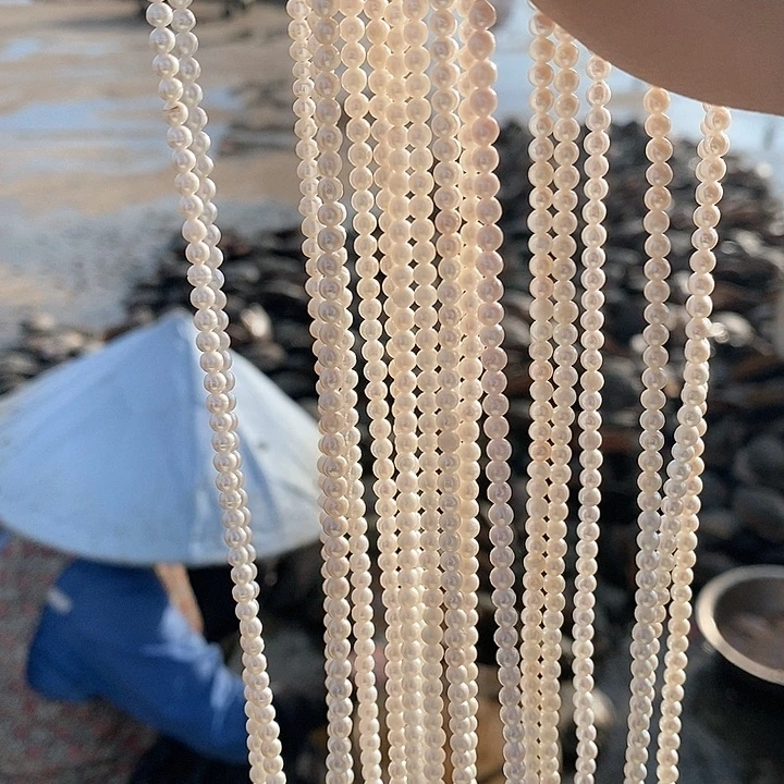 淡水珍珠银S925镶嵌颈饰3-4