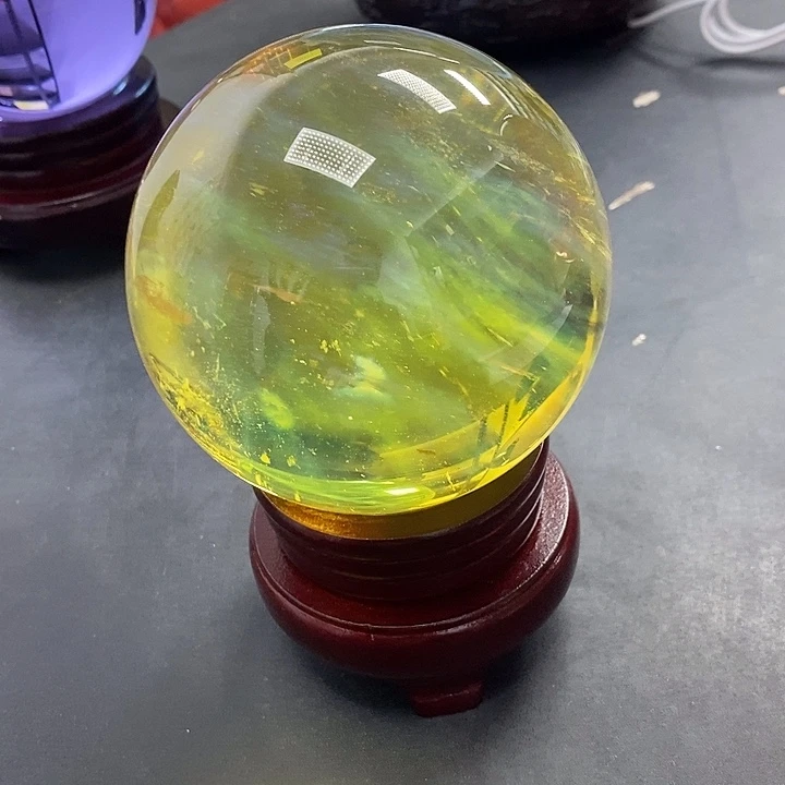 加***菜石材9.3厘米黄水摆件