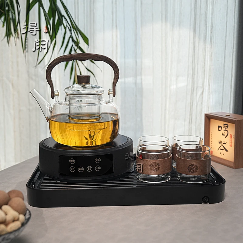 茶简1500W电陶炉煮茶可保温定时耐热玻璃煮茶炉煮茶壶带茶盘套装