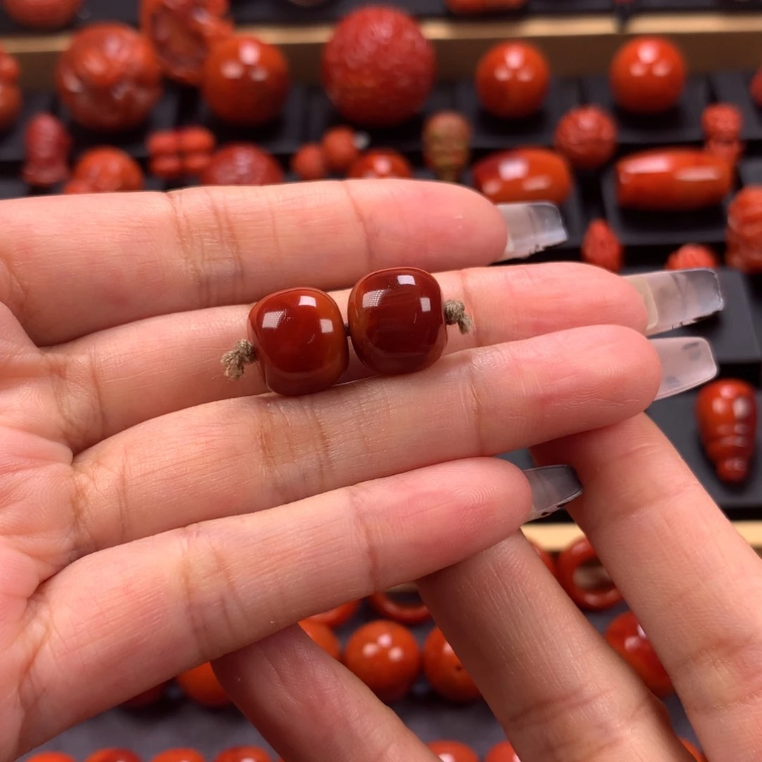 未镶嵌老型对珠12mm南红玛瑙