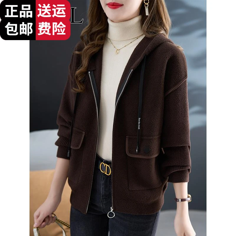 时尚集团早春秋季外套新款2025爆款高级感咖色设计感连羊毛百搭