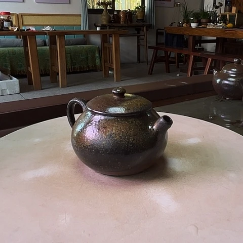 紫砂茶壶陈*义宜兴紫砂柴烧圆壶
