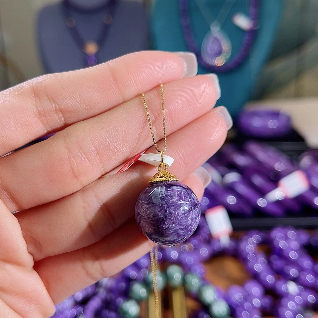 查罗石（紫龙晶）吊坠18银S925镶嵌