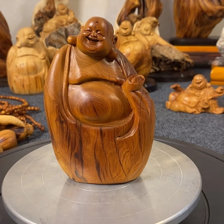 柏木（崖柏）崖柏弥勒佛摆件根雕工艺品
