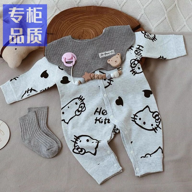 奥莱【品牌尾货】衣服婴儿连体衣纯棉春装宝宝长袖睡衣新生新生儿