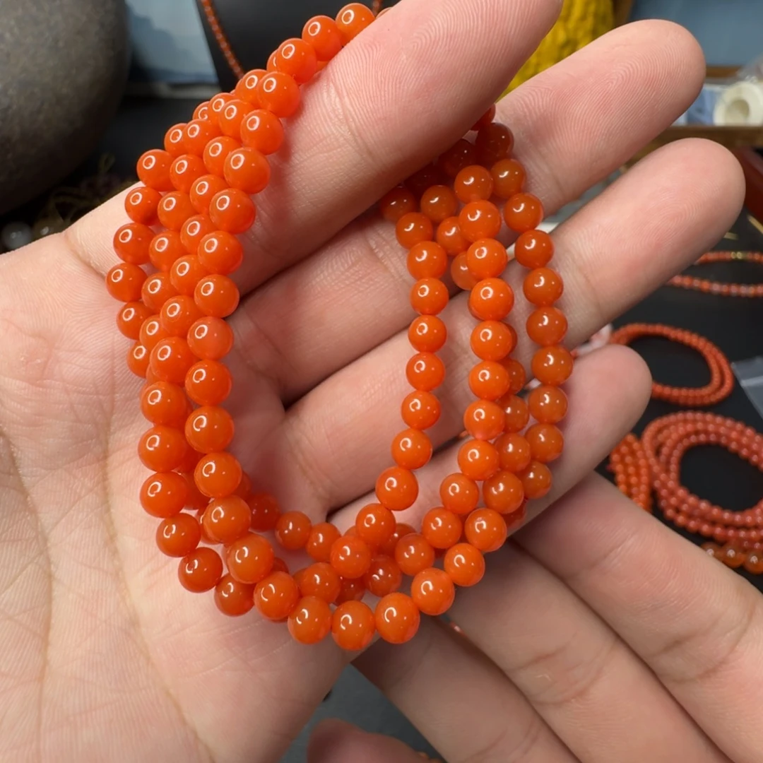 南红玛瑙未镶嵌单圈卡5柿子红