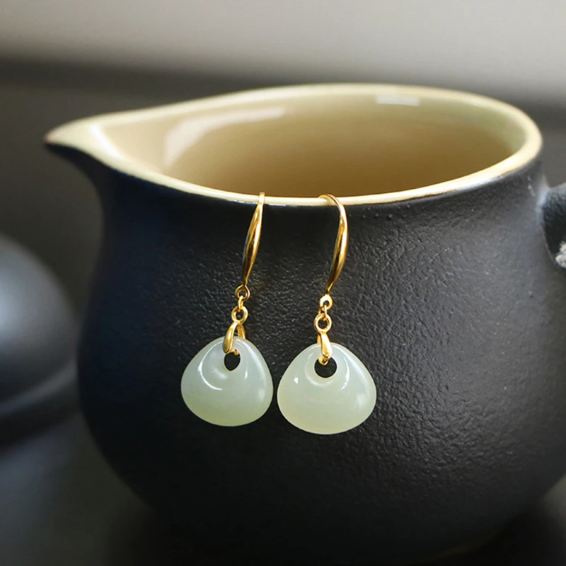 和田玉白玉s925福袋耳坠福气满满高级感时尚百搭女款送女友礼物