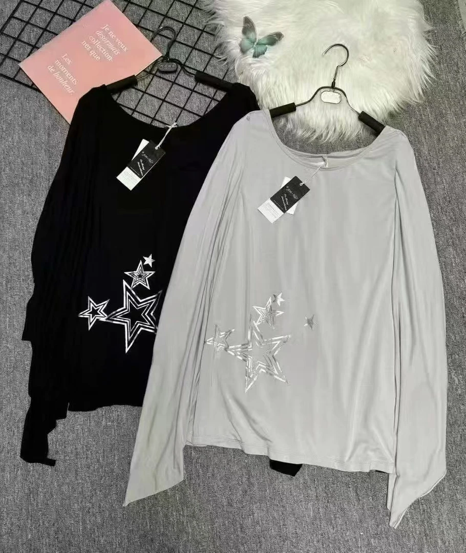 CS073设计感气质圆领韩版显瘦休闲女装长袖时尚百搭潮流