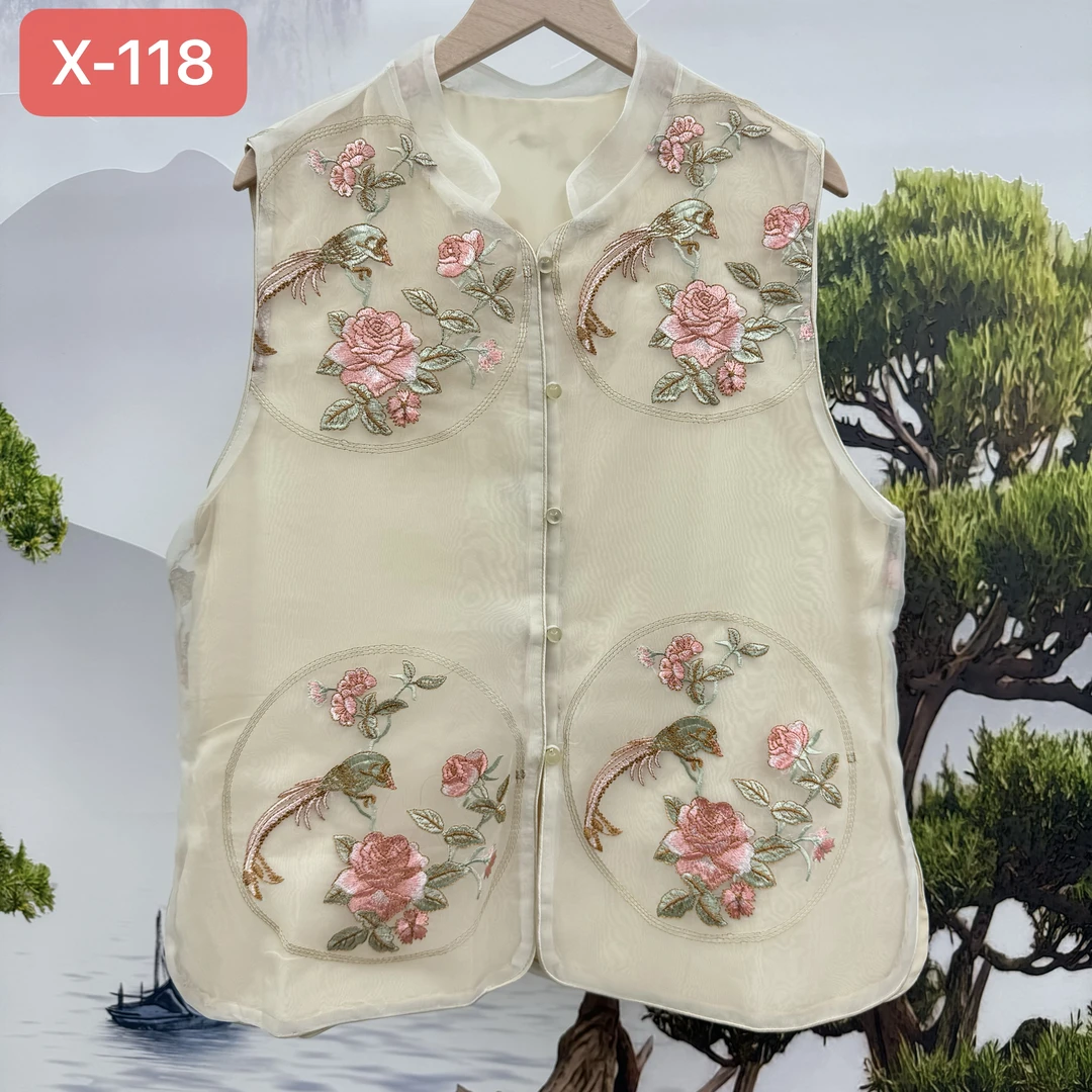 X-118-4新中式国风舒适盘扣立领马甲